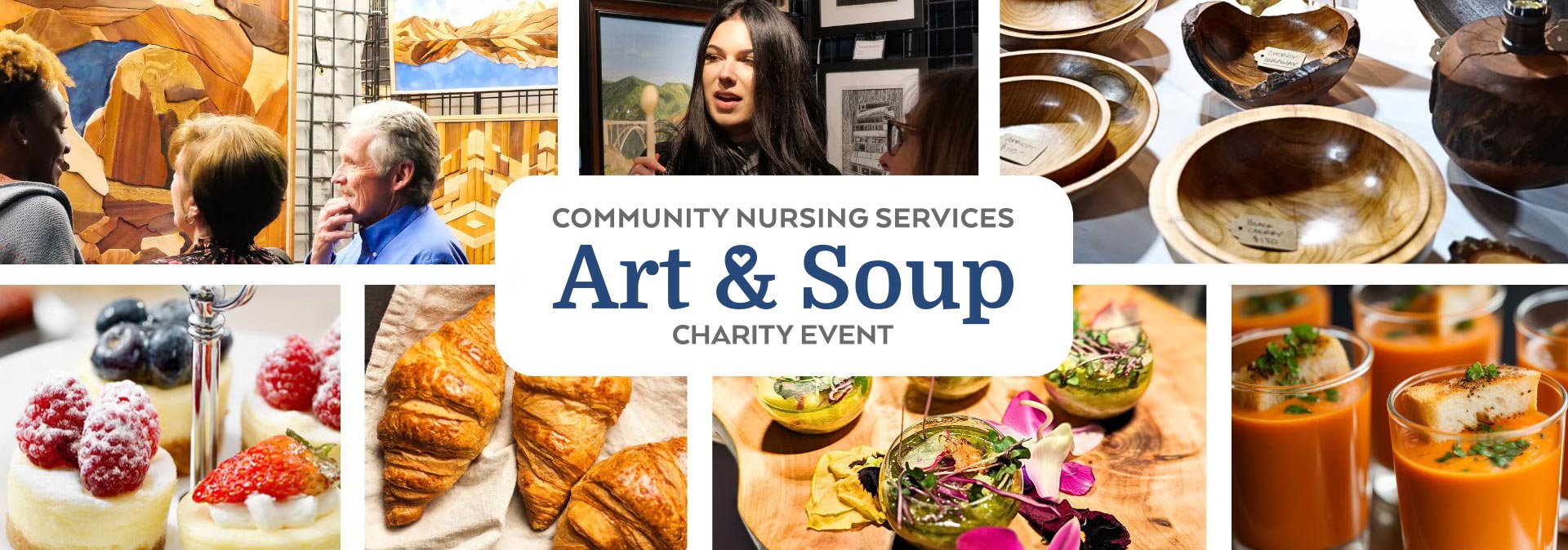 art and soup charity event banner